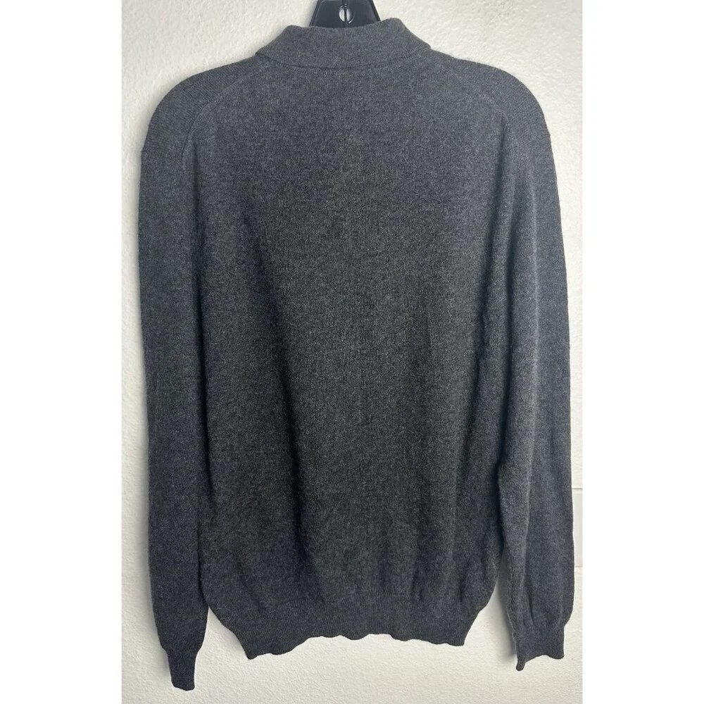 Joseph & Lyman 100% Cashmere Polo Sweater Gray Charcoal Mens Small 3-Button